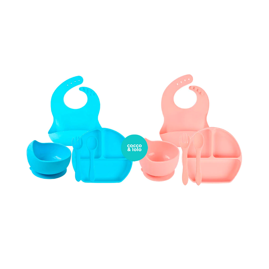 Set Vajilla Para Bebé 5 Piezas Silicona Libre BPA Elegante