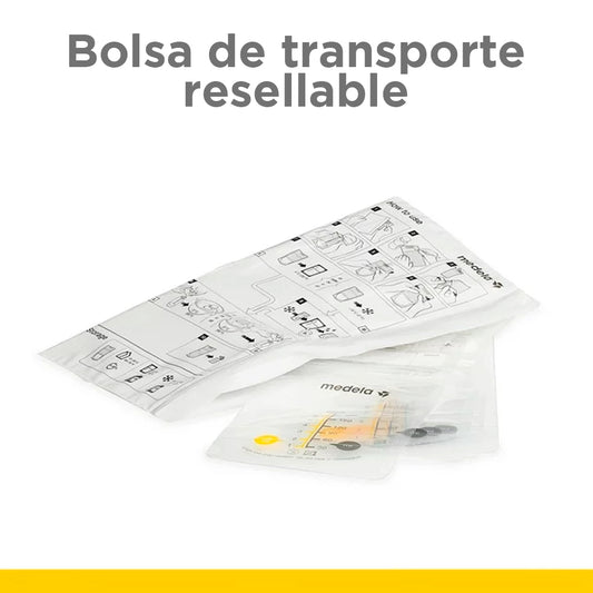 Bolsas de almacenamiento de leche materna, paquete x100 bolsas de 6oz o 180ml, de color transparente con espacio para rotular fecha - Medela