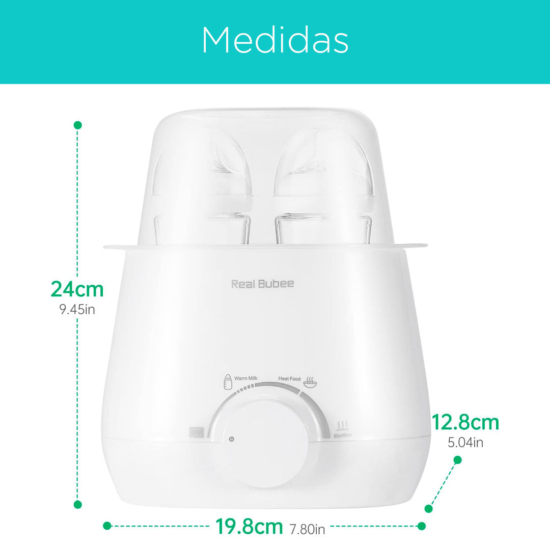 Calentador y esterilizador de teteros 3 en 1 sin BPA, esterilización a vapor, capacidad para dos teteros al mismo tiempo, multifuncional entre calentar biberones, comida o esterilizar