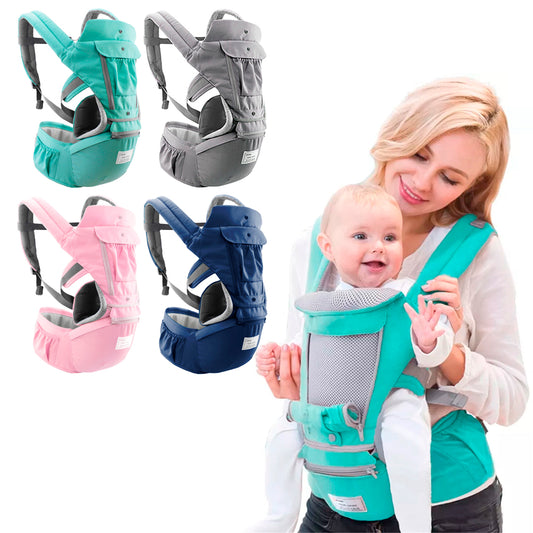 Portabebés ergonómico tipo canguro 3 en 1, cargador para bebé con asiento para la cadera - Color&Life