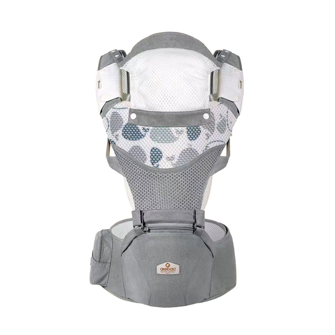 Cargador ajustable tipo canguro para bebé, con malla de ventilación para mayor comodidad, base ergonómica para cadera y bolsillos en la parte frontal- Aiebao