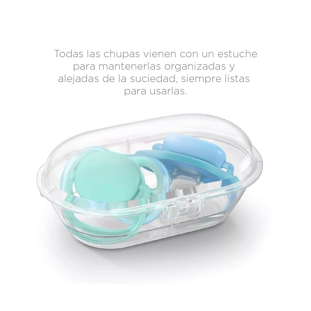 Chupas Ultra Air x2, 100% libres de BPA, con estampado para niña, 6 a 18 meses - Philips Avent