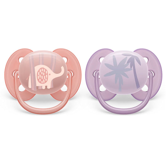 Chupa Ultra Soft x2 Elefante Palmera de 0 a 6 meses, ideal para piel sensible - Philips Avent