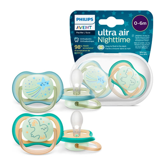 Chupas Ultra Air x2 Nighttime Estrellas Búho, libre de BPA, para niño de 0 a 6 meses - Philips Avent