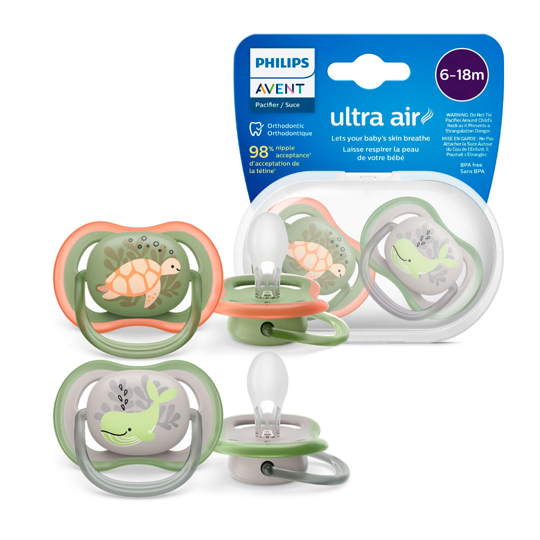 Chupas Ultra Air x2, 100% libres de BPA, para niño de 6 a 18 meses, con estampado de animales - Philips Avent