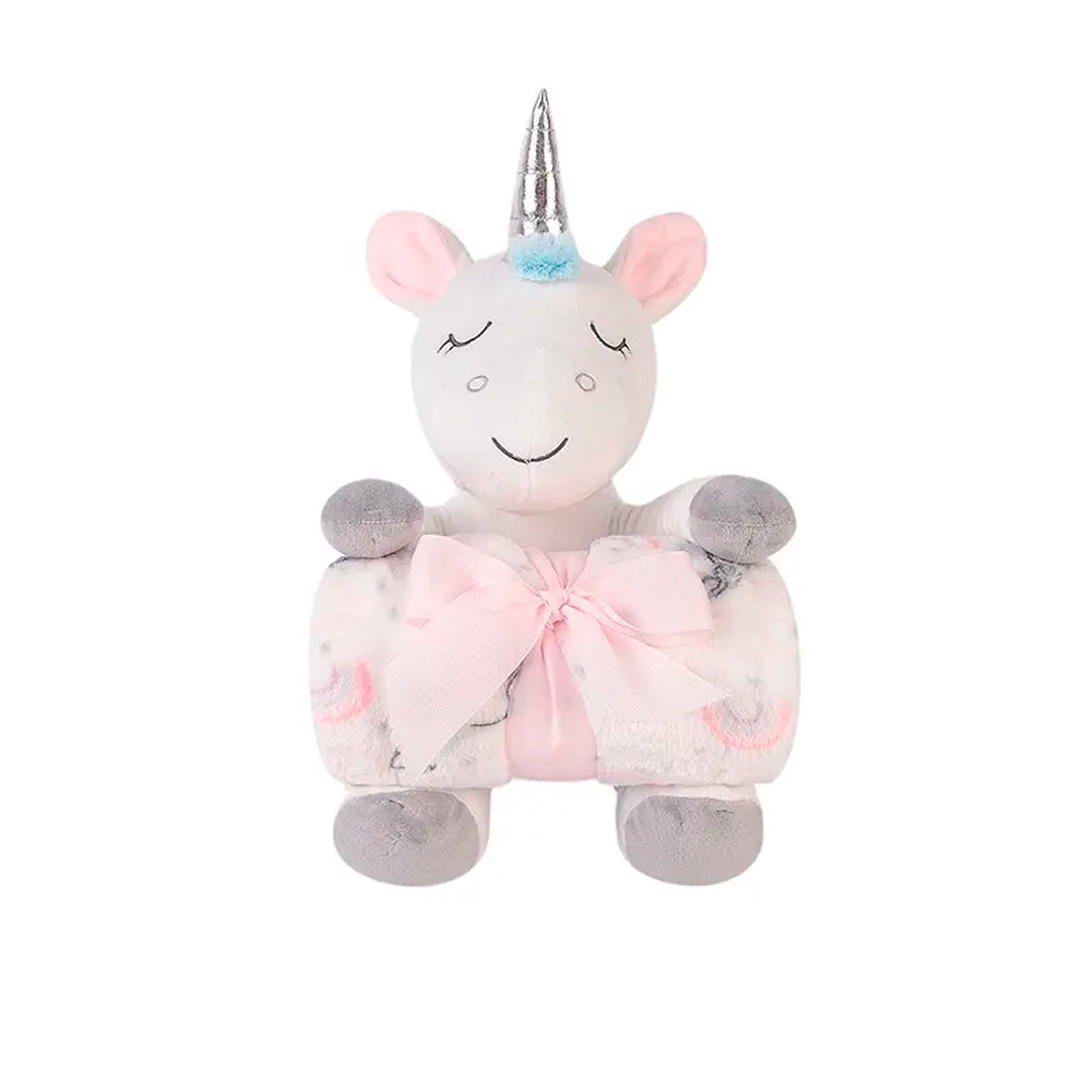 Peluche de animales con cobija, de tela suave y antialérgica - Hudson Baby Unicornio