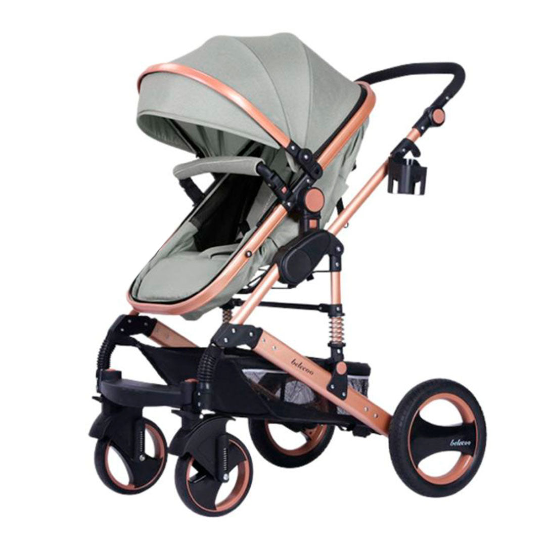 Coche 2 en 1 estilo moisés para bebés, coche con cuna moisés y adaptable a paseador, con sistema de plegado compacto y liviano - Belecoo