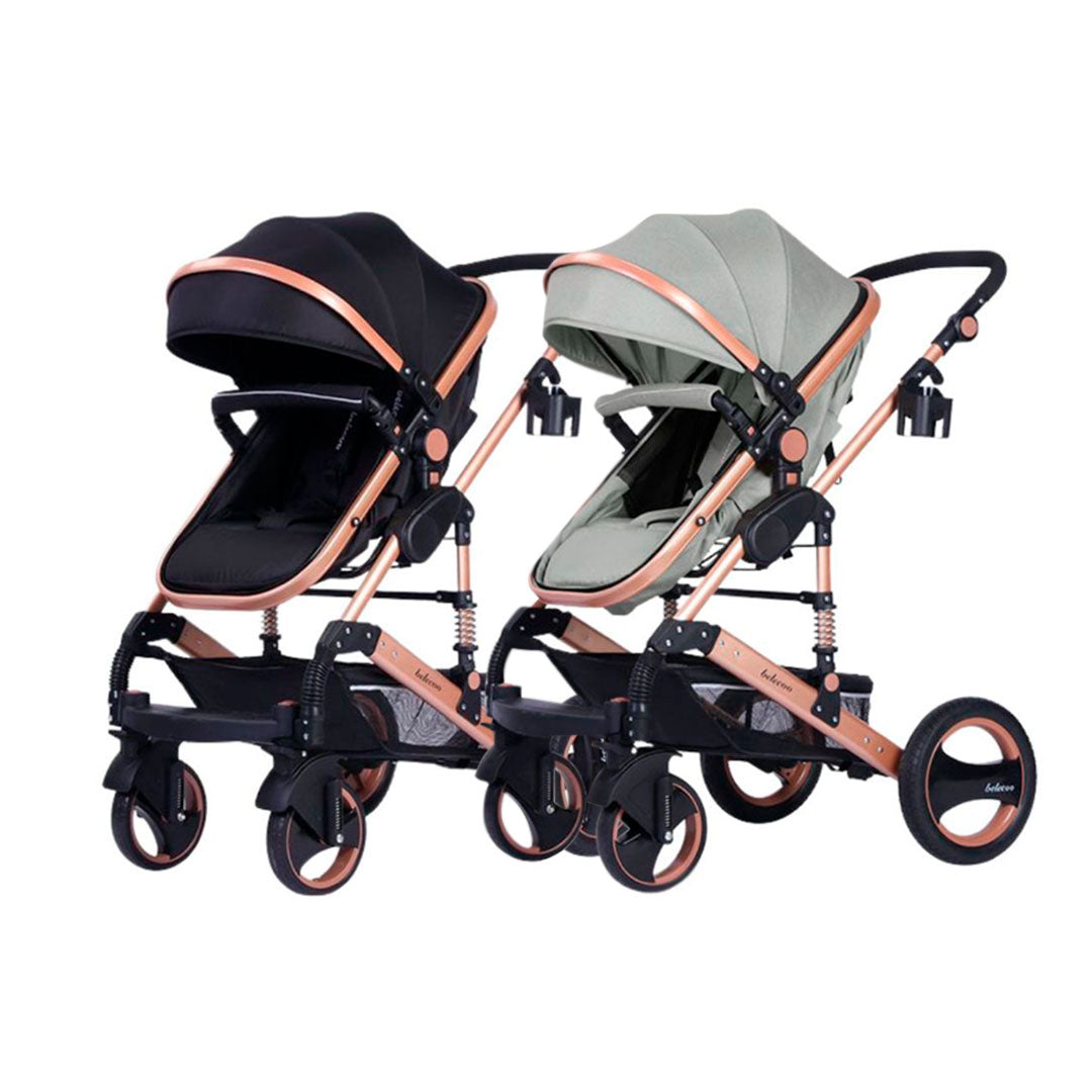 Coche 2 en 1 estilo moisés para bebés, coche con cuna moisés y adaptable a paseador, con sistema de plegado compacto y liviano - Belecoo