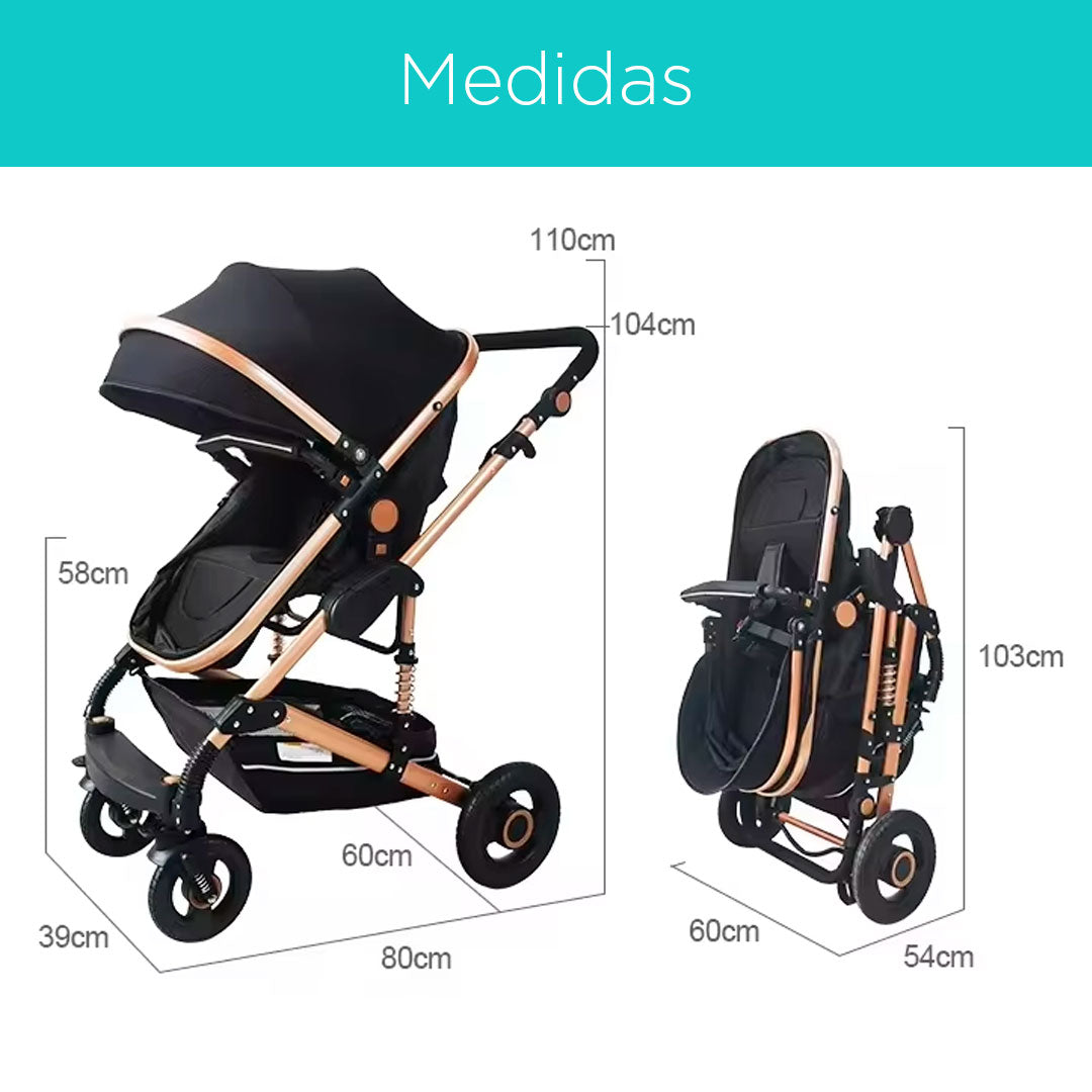 Coche 2 en 1 estilo moisés para bebés, coche con cuna moisés y adaptable a paseador, con sistema de plegado compacto y liviano - Belecoo