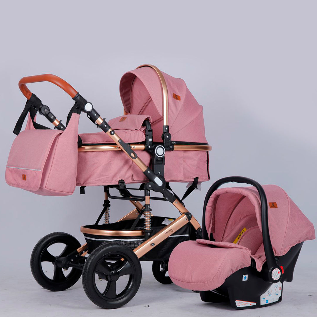 Coche para bebé tipo moisés europeo 3en1 con portabebés, pañalera y múltiples funciones - Maxibaby