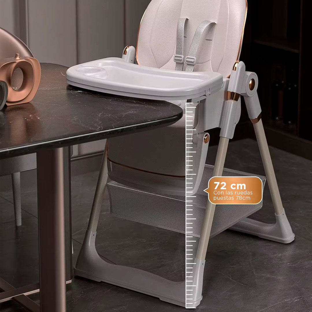 Silla comedor alta multifuncional para bebé, de altura y bandeja ajustable, con sistema de plegado para fácil guardado, cómoda, hecha de materiales resistentes - KIDILO