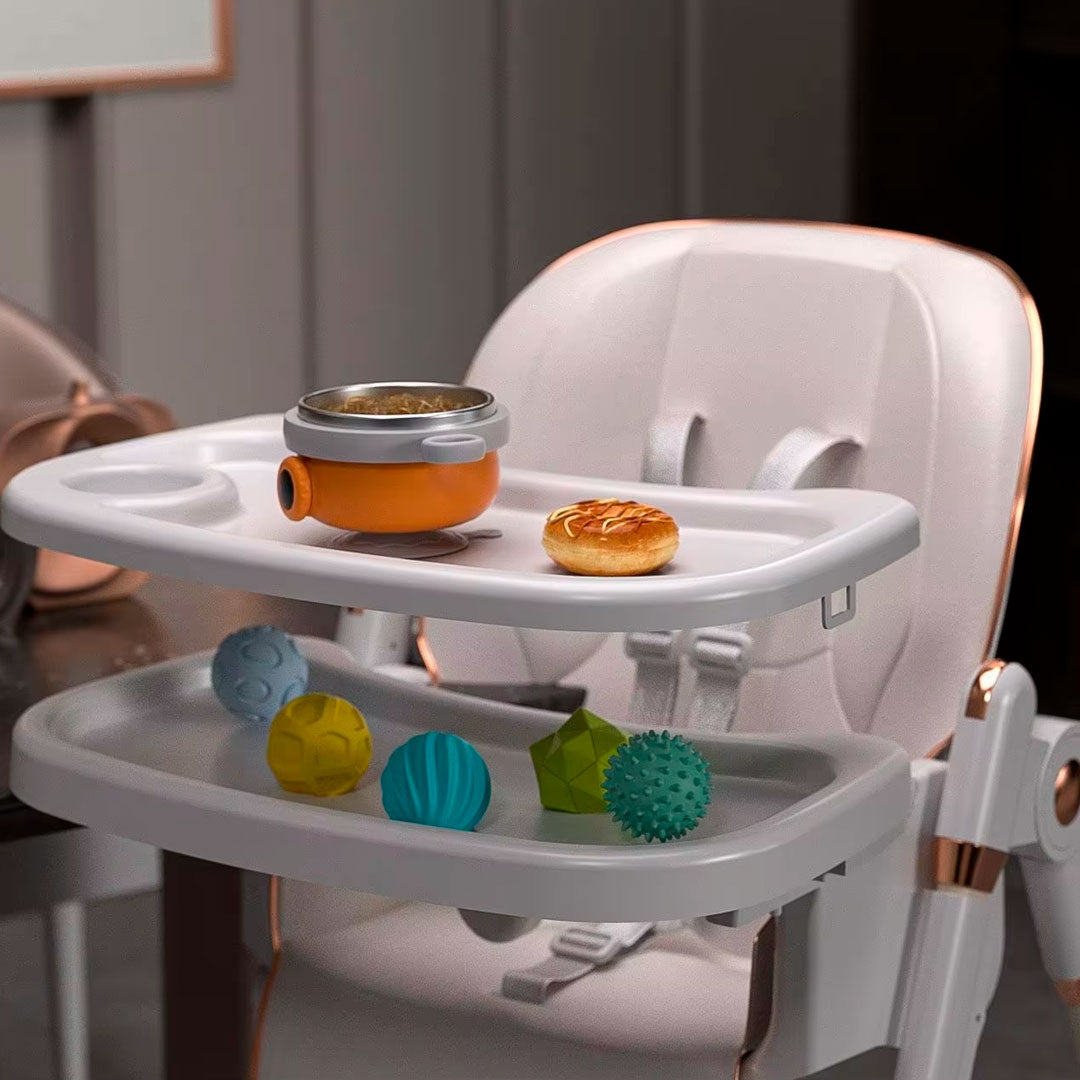 Silla comedor alta multifuncional para bebé, de altura y bandeja ajustable, con sistema de plegado para fácil guardado, cómoda, hecha de materiales resistentes - KIDILO