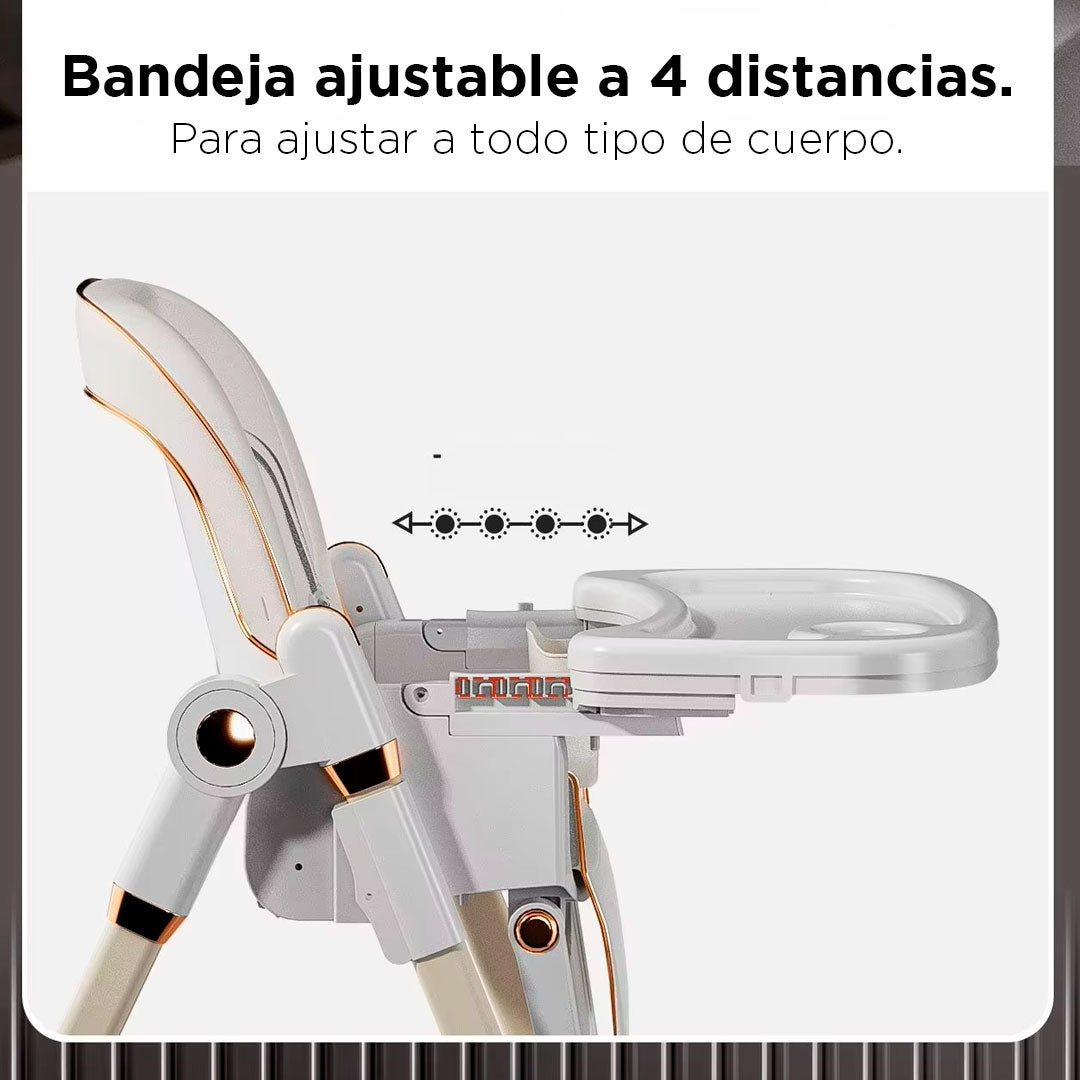 Silla comedor alta multifuncional para bebé, de altura y bandeja ajustable, con sistema de plegado para fácil guardado, cómoda, hecha de materiales resistentes - KIDILO