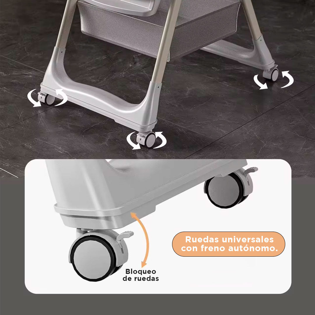 Silla comedor alta multifuncional para bebé, de altura y bandeja ajustable, con sistema de plegado para fácil guardado, cómoda, hecha de materiales resistentes - KIDILO