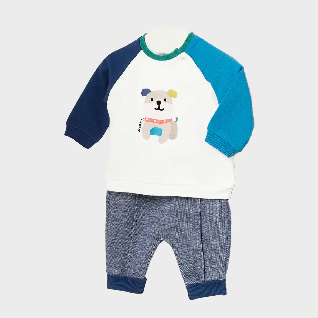 Conjunto de 2 piezas con pantalón y buzo, con estampado de perrito, para niño - Mayoral