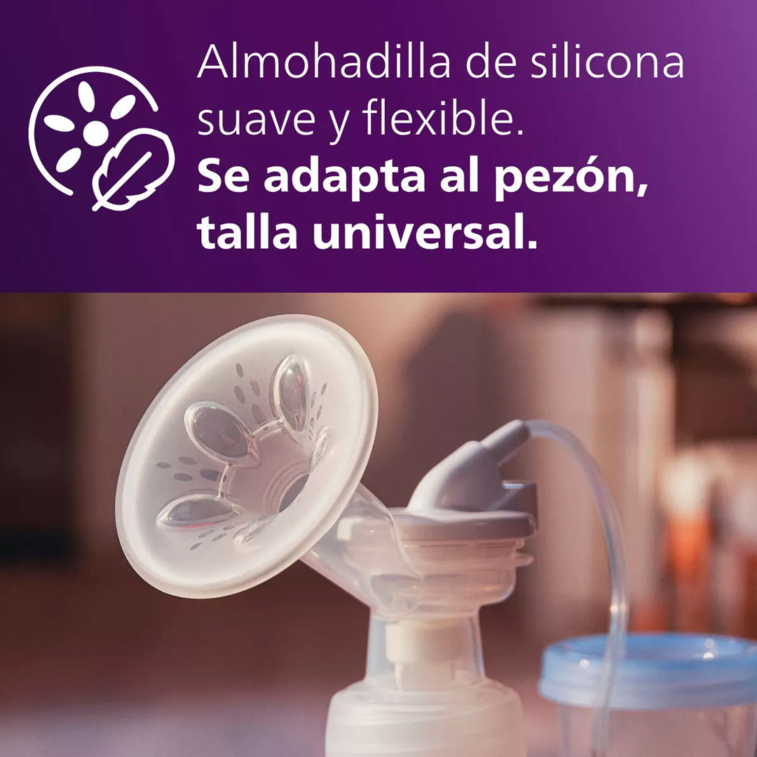 Extractor de leche eléctrico de 4 niveles, configuración intuitiva, almohadilla de silicona suave y flexible para cada pezón, motor pequeño y compacto - Philips Avent