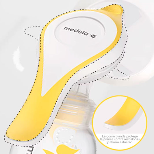 Extractor manual de palanca Flex Shields Harmony, tamaño compacto para usar con una mano, forma ovalada y borde suave, extracción en dos fases - Medela