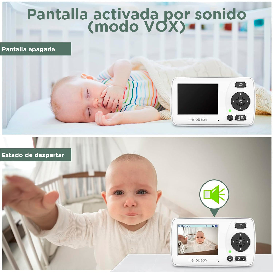 Monitor de bebé con cámara y audio, monitor de video para bebés sin visión  nocturna WiFi, cámara portátil para bebé, modo VOX, alarma de zoom