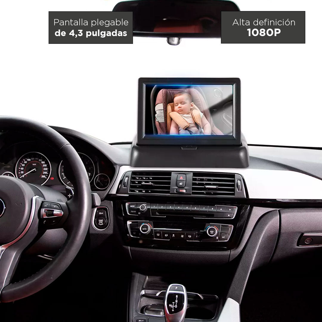 Monitor retrovisor de carro para bebés, vista amplia del asiento infantil, pantalla de 4.3 pulgadas con visión angular 150° de resolución de 1080P