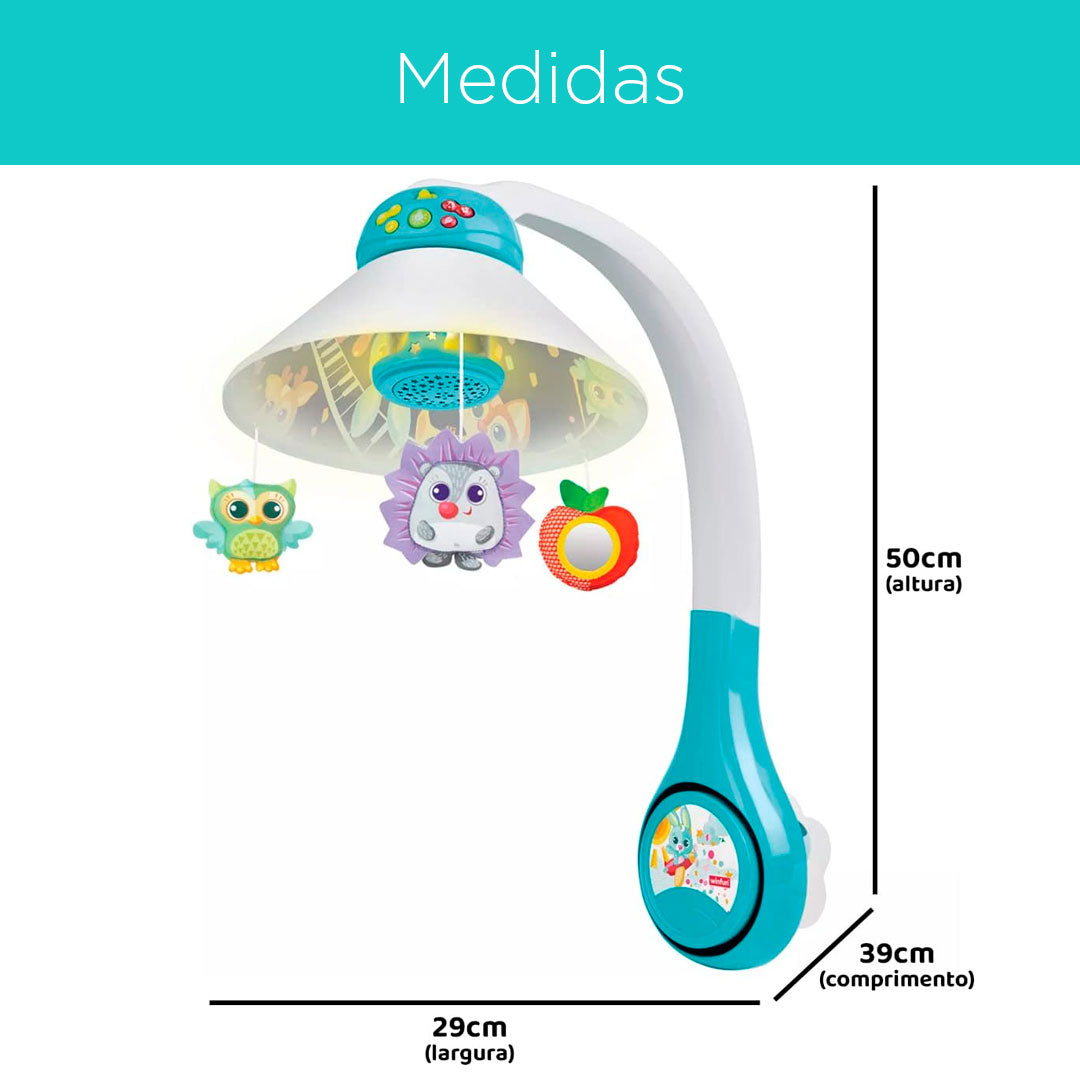 Móvil para cuna 3 en 1, carrusel giratorio con juguetes, luz de noche y proyector de imágenes, con melodías incluidas - WinFun