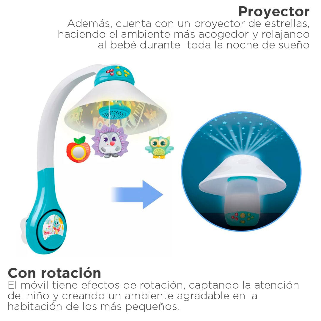 Móvil para cuna 3 en 1, carrusel giratorio con juguetes, luz de noche y proyector de imágenes, con melodías incluidas - WinFun