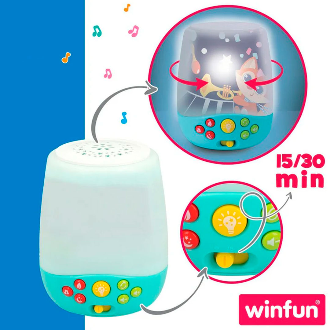 Móvil para cuna 3 en 1, carrusel giratorio con juguetes, luz de noche y proyector de imágenes, con melodías incluidas - WinFun