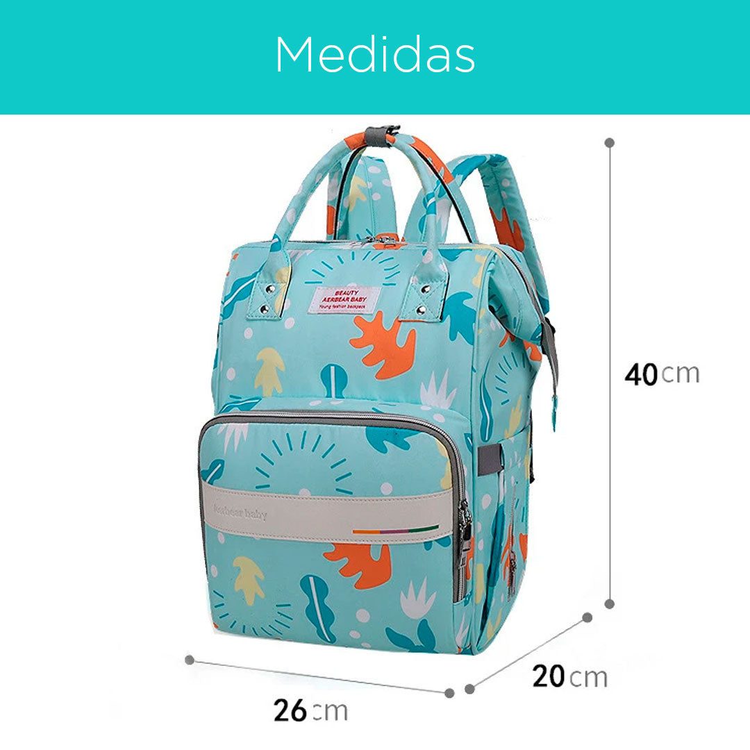 Pañalera tipo morral con diseño estampado, material impermeable, de gran capacidad y diseños variados - Sunshine