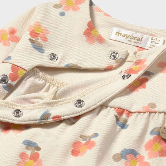 Pijama manga larga con estampado floral para recién nacido, hecha en algodón suave y transpirable, cerrado por botones a presión - Mayoral