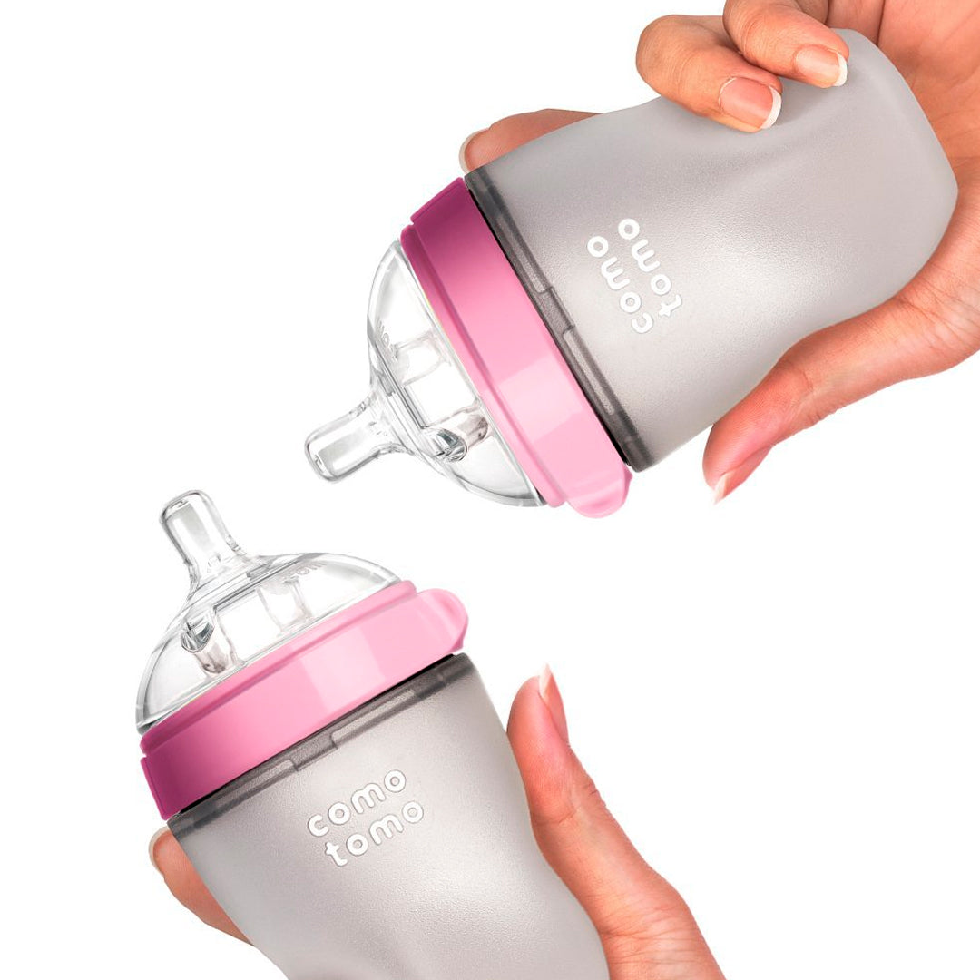 Set x4 teteros y tetinas repuesto, de cuello ancho, hechos de silicona suave libre de BPA, diseñados para imitar lactancia materna - comotomo