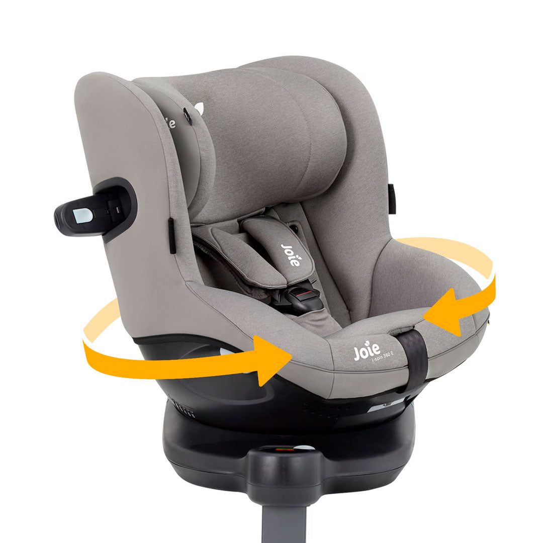 Silla de seguridad para carro Spin 360 E, con base para piso, rotación 360°, reclinación ajustable y un arnés de seguridad de 5 puntos, con norma ECE R/129 /03 y sistema ISOFIX - Joie