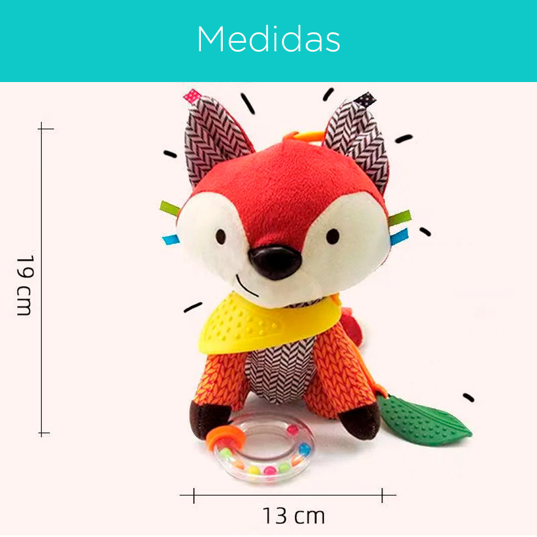 Sonajero de peluche con pañoleta rascaencias, móvil antialérgico de tela suave, con diseño de animales y colores llamativos, diferentes texturas multisensoriales