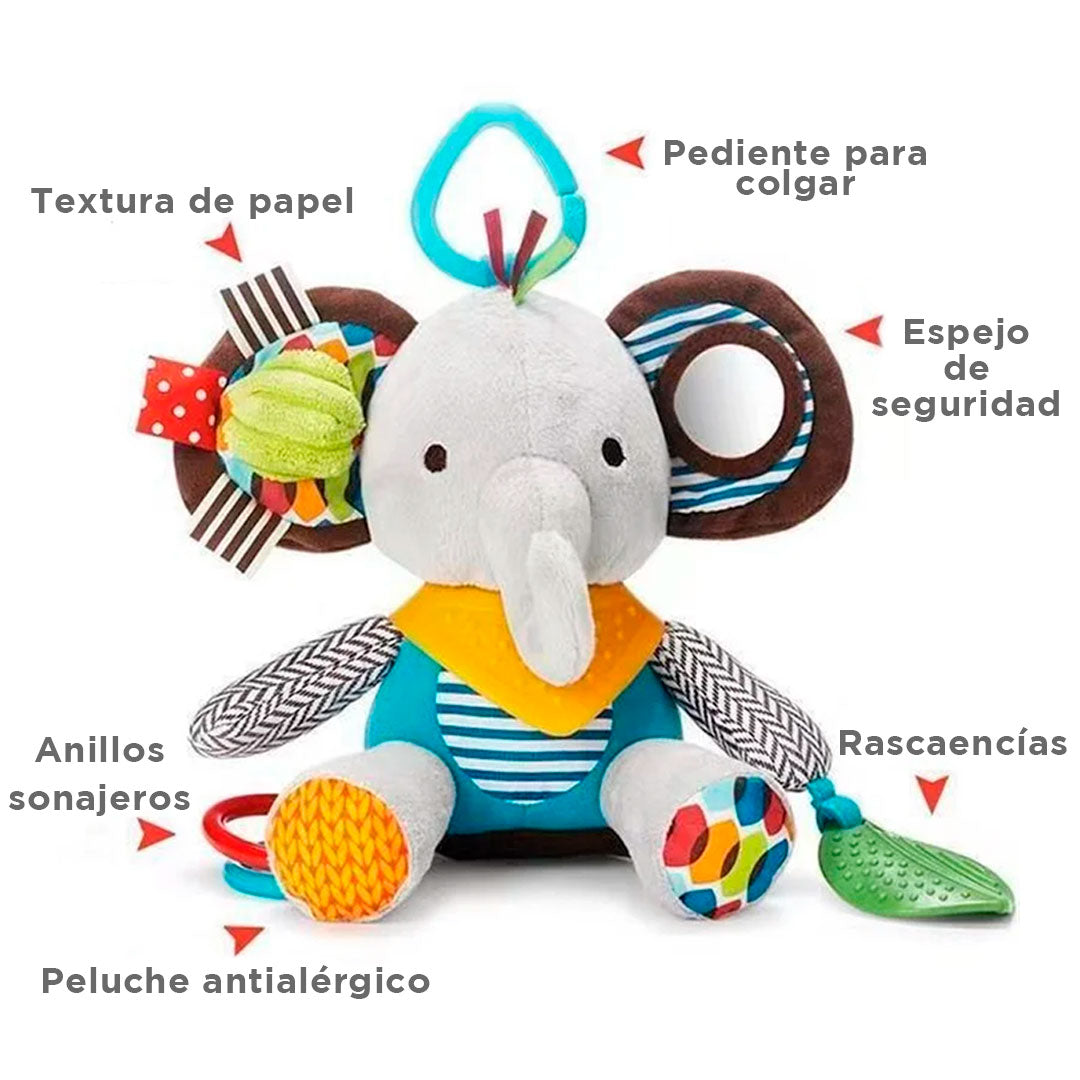 Sonajero de peluche con pañoleta rascaencias, móvil antialérgico de tela suave, con diseño de animales y colores llamativos, diferentes texturas multisensoriales