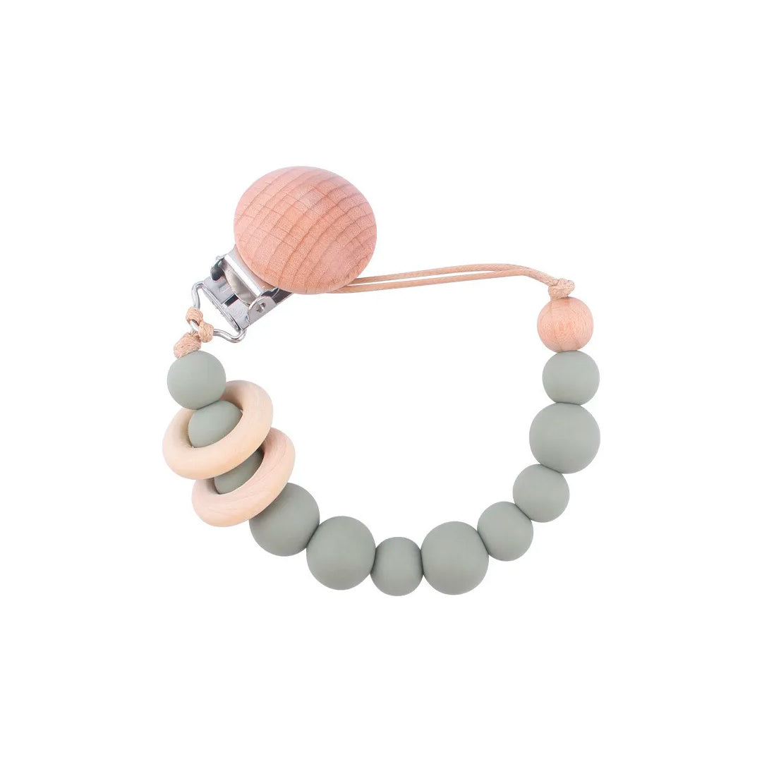 Sujetador de madera/silicona para Chupa - OnlyBaby Gris