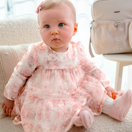 Vestido manga larga de flores para bebé - Mayoral