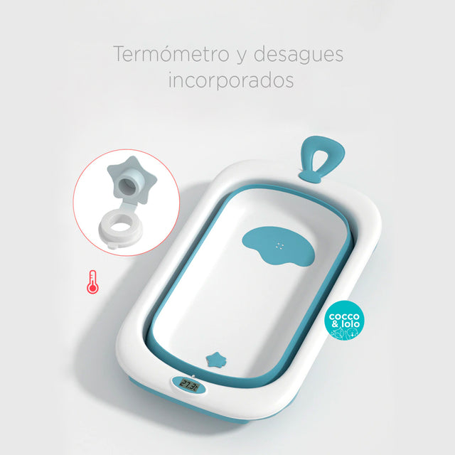 Bañera plegable con termómetro