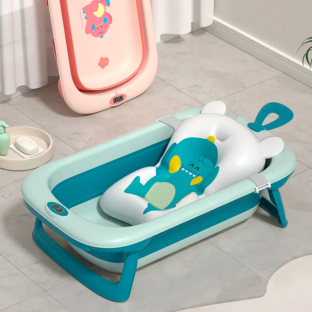Bañera Plegable Bebé con Termómetro con Pantalla Digital y Base  antideslizante para Bebé Baño Portátil para Niños Bañera para Ducha (Azul)  : : Bebé